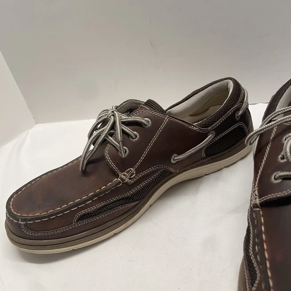 Dockers Boat Shoes Men's Size 11.5 Lace Up Brown Leather Classic Casual Slip On